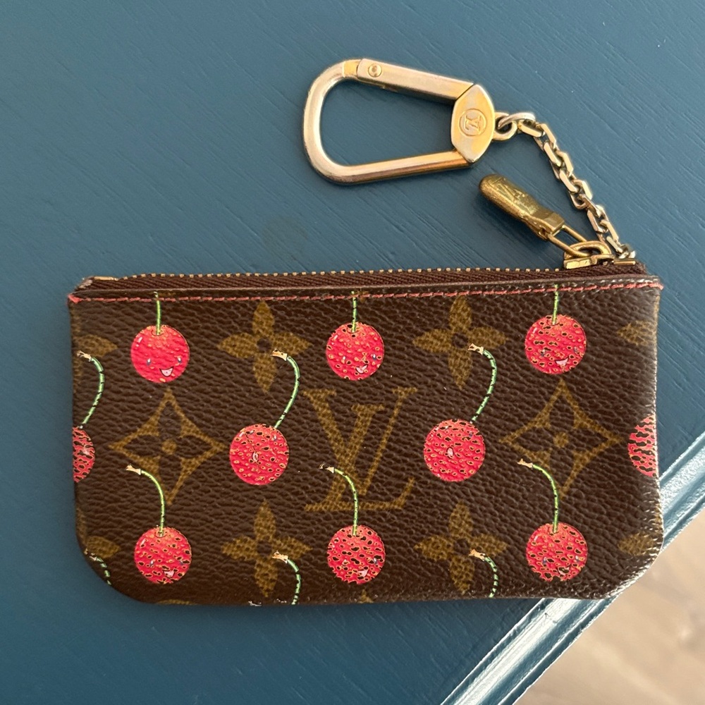 Louis Vuitton Takashi Murakami Vintage Brown Cherry Key chain wallet money Pouch